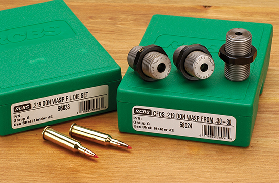 Working with the 219 Donaldson Wasp can be a work-intensive project, as the parent 30-30 Winchester cases have to go through a series of steps to get to a point where this cartridge can be loaded and tested.